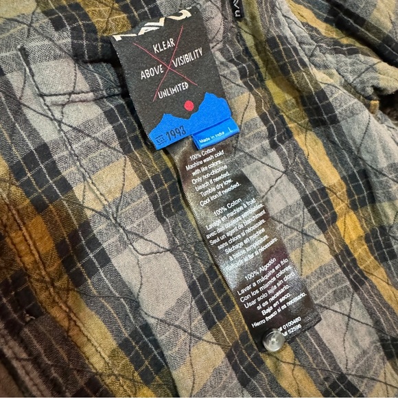 Kavu Reversible Shirt Mens L Plaid Long Sleeve Button Up Flannel Hiking - Picture 7 of 7